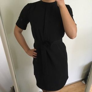 1/2 button up shirt dress w/ ribbon tie & pockets